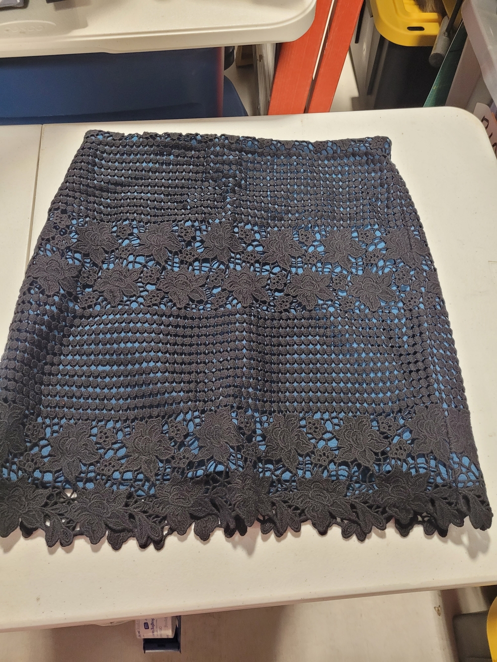 LOFT Black Crochet Floral Lace Mini Skirt